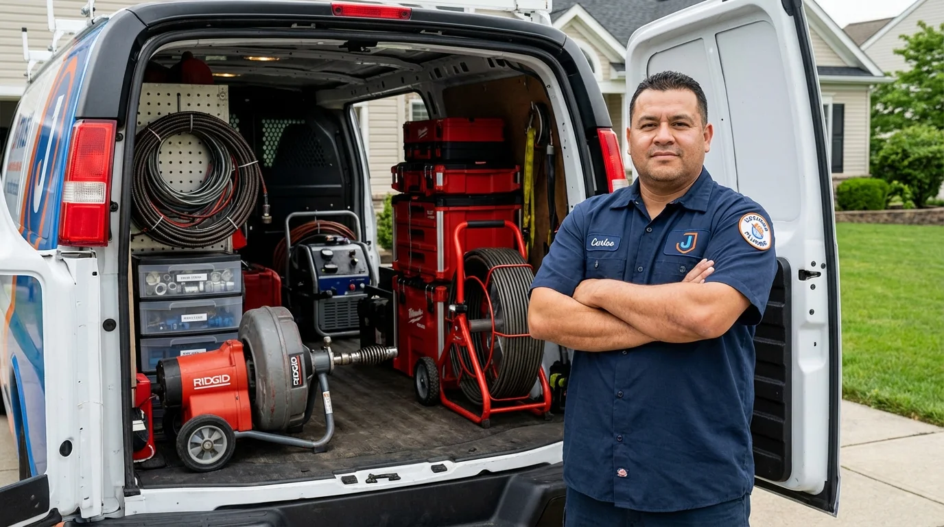 Professional drain cleaning equipment and Johns Plumbing LLC plumber in Glendale Heights