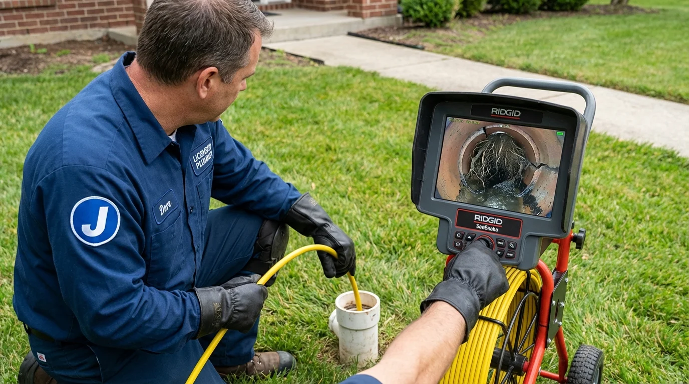 Sewer camera inspection being performed by Johns Plumbing LLC in Glendale Heights