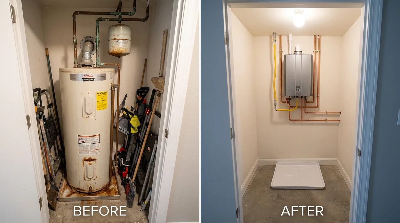 Tank water heater versus wall-mounted tankless unit comparison for Glendale Heights, IL homeowners